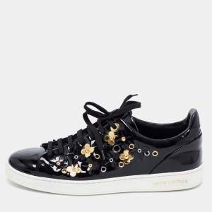 Louis Vuitton Black Leather Frontrow Sneakers Size 38.5