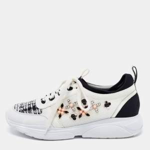 Louis Vuitton White Fabric and Leather Embellished Law Top Sneakers Size 40