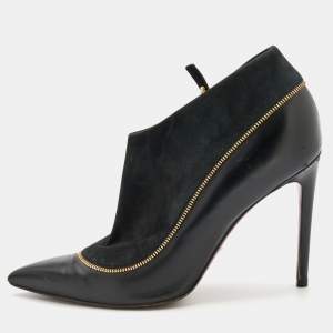 Louis Vuitton Black Suede and Leather Pointed Toe Booties Size 39