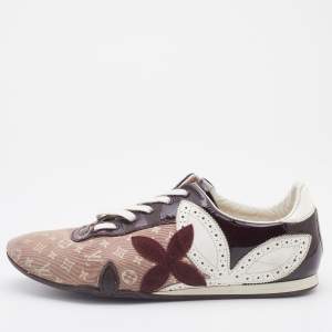Louis Vuitton Cherry Monogram Mini Lin Canvas and Patent Leather Low Top Sneakers Size 40