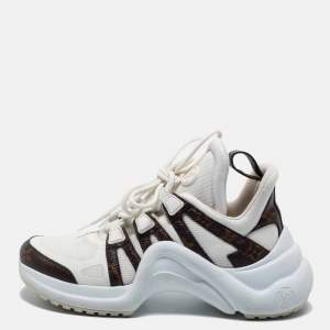 Louis Vuitton White/Brown Canvas and Mesh Archlight Sneakers Size 37.5