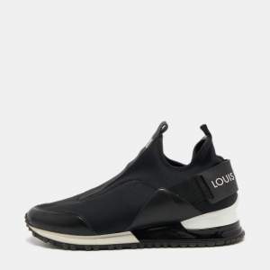 مملوكة مسبقًا Louis Vuitton Black Leather and Neoprene Slip On Sneakers Size 37.5