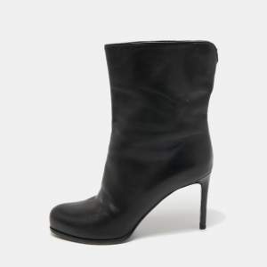 Louis Vuitton Black Leather Ankle Booties Size 38