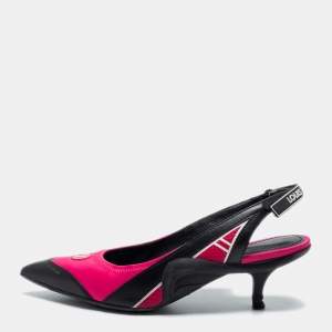 Pre Owned Louis Vuitton Red/Black Nylon and Leather Archlight Pumps Size 38