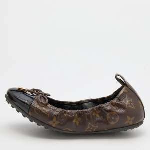 Louis Vuitton Black Monogram Canvas and Patent Leather Flirty Ballet Flats Size 36