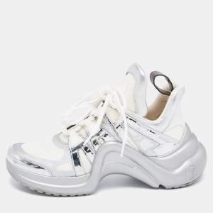 Louis Vuitton Silver/White Leather and Mesh Archlight Sneakers Size 40