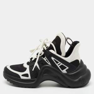 Louis Vuitton Black/White Mesh and Leather Archlight Sneakers Size 40