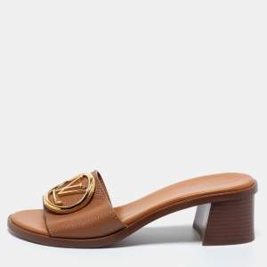 Louis Vuitton Brown Leather Lock It Sandals Size 36