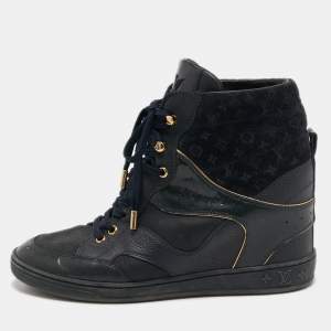 Louis Vuitton Navy Blue Leather and Suede Cliff Sneakers Size 39