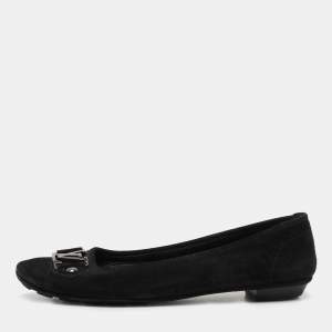 مملوكة مسبقًا Louis Vuitton Black Suede Oxford Ballet Flats Size 38