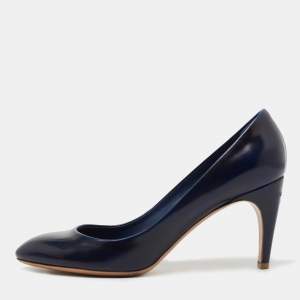 Pre Owned Louis Vuitton Navy Blue Leather Pumps Size 39.5