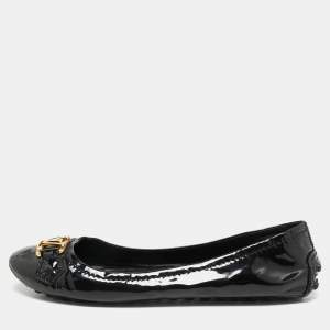 Pre Owned Louis Vuitton Black Patent Leather Oxford Ballet Flats Size 36.5