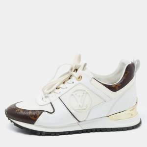 Louis Vuitton White/Brown Canvas and Mesh Run Away Sneakers Size 36.5