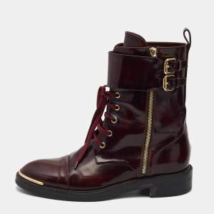 Louis Vuitton Burgundy Leather Diplomacy Ranger Boots Size 38