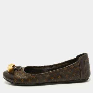 Louis Vuitton Brown Monogram Canvas and Leather Lovely Ballet Flats Size 37