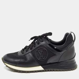 Louis Vuitton Black Leather and Mesh Run Away Sneakers Size 36.5