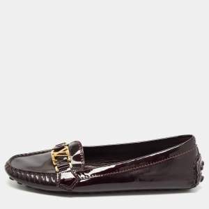 Pre Owned Louis Vuitton Burgundy Patent leather Oxford Loafers Size 39