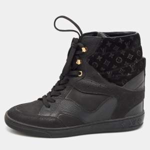 Louis Vuitton Black Nubuck Leather and Suede Cliff Sneakers Size 37