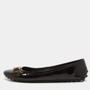 Louis Vuitton Black Patent Leather Oxford Loafers Size 38