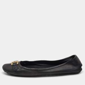 Louis Vuitton Black Leather Oxford Ballet Flats Size 41