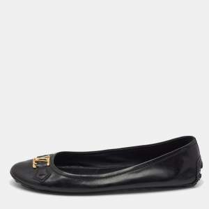 Pre Owned Louis Vuitton Black Patent Leather Oxford Ballet Flats Size 41