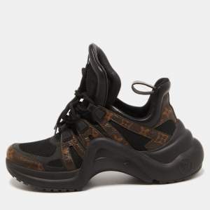 Louis Vuitton Black/Brown Mesh and Monogram Canvas Archlight Sneakers Size 40