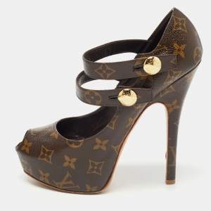 Pre Owned Louis Vuitton Brown Monogram Canvas Ritual Fetish Pumps Size 39
