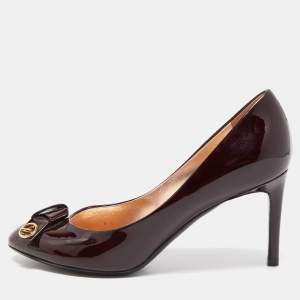 Pre Owned Louis Vuitton Burgundy Patent Leather Fiance Pumps Size 35