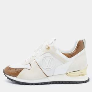 Louis Vuitton White/Brown Monogram Canvas and Mesh Run Away Sneakers Size 38