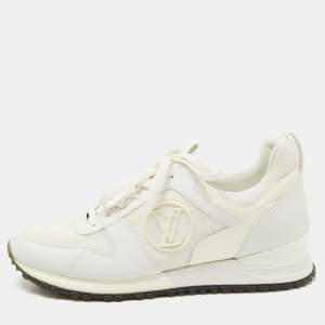 Louis Vuitton White/Grey Leather and Mesh RunAway Sneakers Size 39