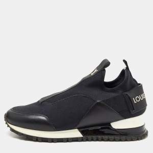 Louis Vuitton Black Neoprene and Leather Run Away Sneakers Size 35