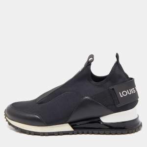 Louis Vuitton Black Neoprene and Leather Run Away Sneakers Size 38