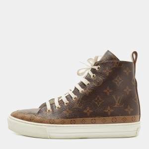 Louis Vuitton Brown Monogram Canvas Stellar High Top Sneakers Size 38