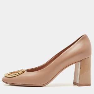 Louis Vuitton Beige Leather Madeleine Square Toe Pumps Size 38