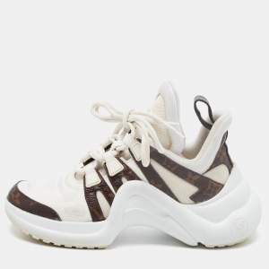 Louis Vuitton White/Brown Mesh and Monogram Canvas Archlight Sneakers Size 36.5