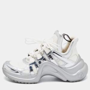 Louis Vuitton White/Silver Mesh and Leather Archlight Sneakers Size 40
