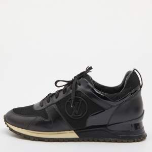 Louis Vuitton Black Leather and Mesh Run Away Sneakers Size 40