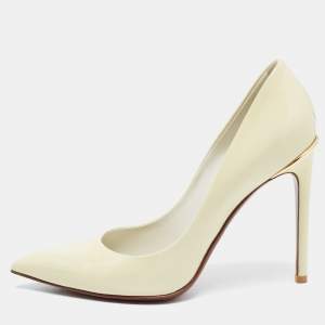 Pre Owned Louis Vuitton Cream Patent Leather Eyeline Pumps Size 37