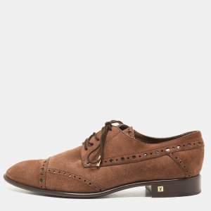 Louis Vuitton Brown Suede Lace Up Brogue Derby Size 38