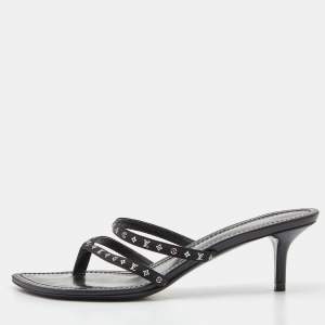 Louis Vuitton Black Monogram Satin Citizen Thong Sandals Size 37