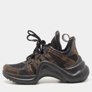 Louis Vuitton Brown/Black Canvas and Leather Archlight Sneakers Size 38.5