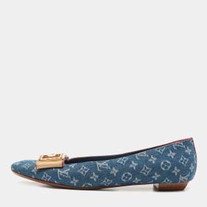 Louis Vuitton Blue Monogram Denim Ballet Flats Size 38