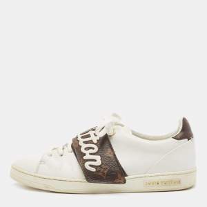 Louis Vuitton White/Brown Canvas and Leather Frontrow  Sneakers Size 39