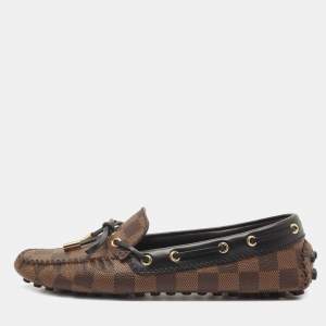 Louis Vuitton Brown Monogram Canvas and Leather Gloria Loafers Size 37