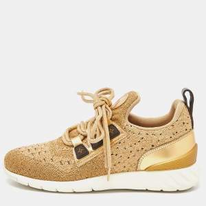 Louis Vuitton Gold Lurex Fabric and Leather Aftergame Sneakers Size 37