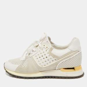 Louis Vuitton White/Grey Canvas and Suede Run Away Sneakers Size  37