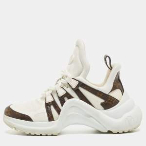 Louis Vuitton White Mesh and Monogram Canvas Archlight Sneakers Size 39