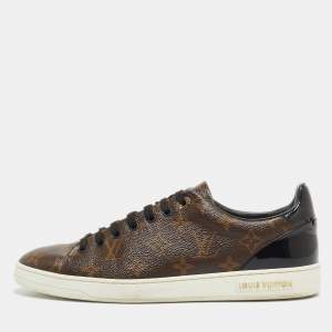 Louis Vuitton Brown Monogram Canvas and Patent Leather Frontrow Sneakers Size 41