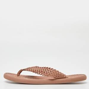 Pre Owned Louis Vuitton Beige Rubber Thong Flat Slides Size 37