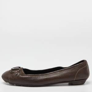 Louis Vuitton Brown Leather Oxford Ballet Flats Size 40